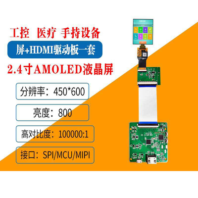 2.4  inch AMOLED Display Module with HDMI board,  800 Cd/M2,   450x600  Resolution,  SPI/MCU/MIPI interface