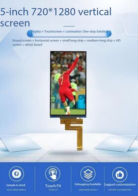 5.0" IPS TFT LCD Module with 720x1280 Resolution, 4-MIPI Interface, and 350nit Brightness