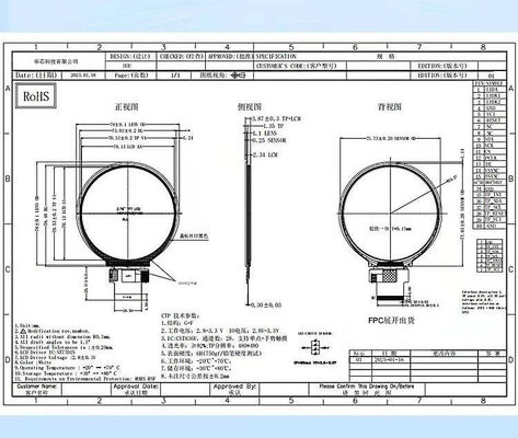 2.76 Inch Round TFT Display with 480(RGB)x480 Resolution and 3SPI+18RGB Interface Circular TFT LCD Screen for Medical Equipment