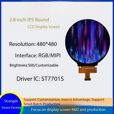 2.8 Inch Round TFT Display with MIPI/RGB Interface and ST7701S IC Circular TFT LCD Screen for Medical Equipment