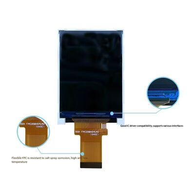 Écran couleur IPS TFT de 2,0 pouces avec interface MCU 6 bits, vue complète, 3 LED de rétroéclairage et résolution 240x320 IC ST7789V